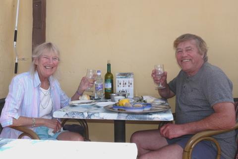 2014-02-14_1249__12576A Rosie & Adrian having lunch at Ajuy, Fuerteventura