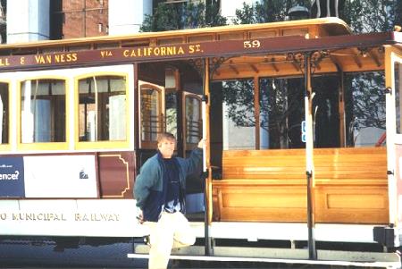 2002-03-18 5 Adrian by a San Francisco tram car, California