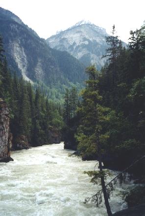 2002-06-14 2 River by Overlander Falls looking to Mount Terry Fox, British Columbia