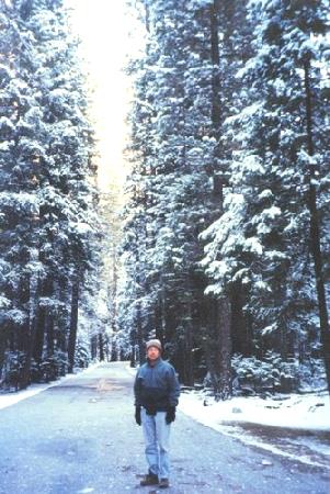 2002-03-14 1  Adrian off for a walk in the snow in Yosemite NP, California